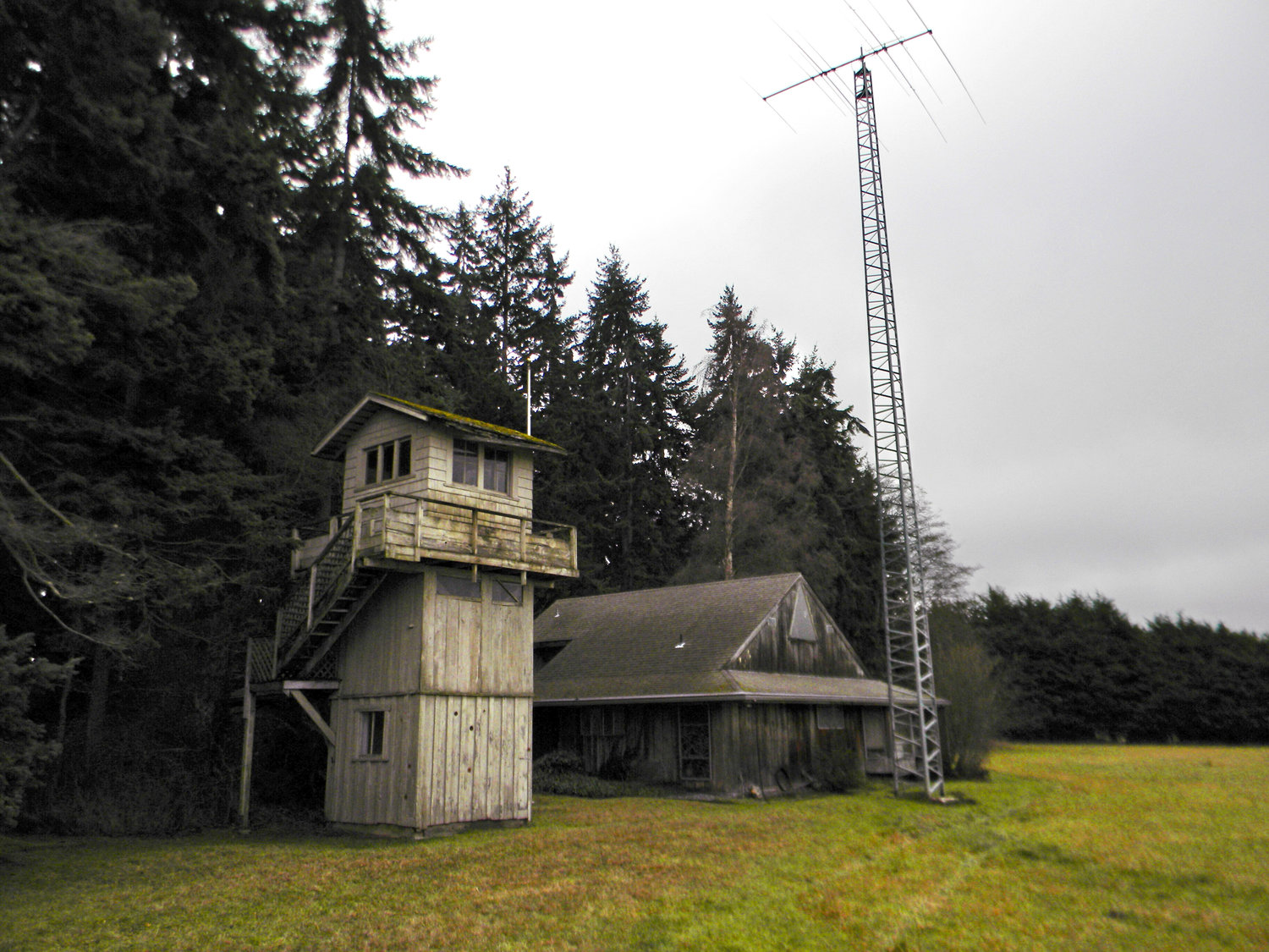 An Aircraft Warning System observation tower in Clallam County, now on private property, seen in a 2014 photo taken by Jon Roanhaus.